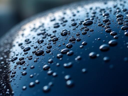 Water beading off a car with Northern Lights ceramic coating.